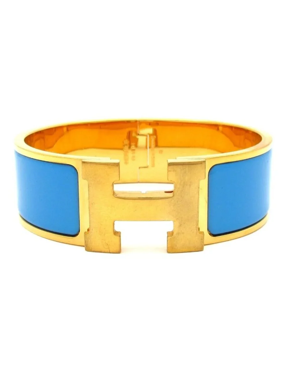 Hermes Bangle Clic Clac Gold Light Blue Bracelet